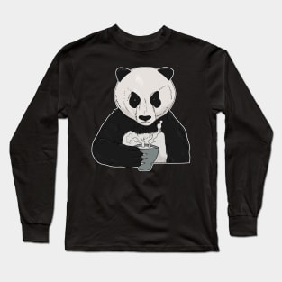 Grumpy Panda Bear with Coffee Morning Grouch Long Sleeve T-Shirt